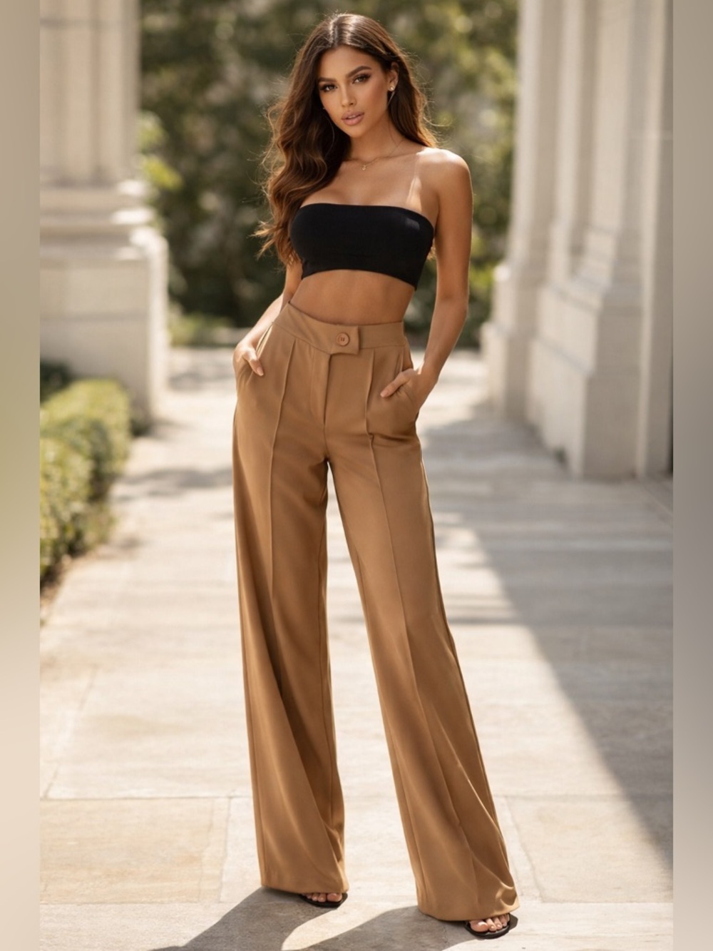 Elegant Tan Women's Lined Trousers